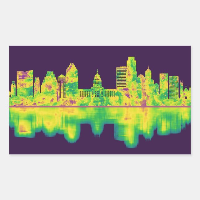 Austin Texas Skyline Rechteckiger Aufkleber (Vorderseite)