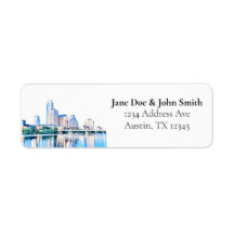 Austin Texas Skyline Rücksendeadressen-Aufklebers