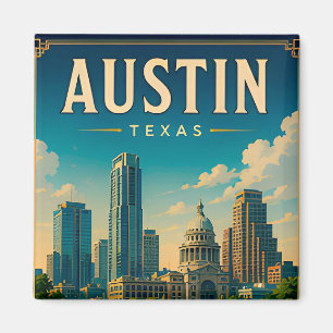Austin Texas Skyline und Flussufer Magnet