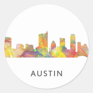 AUSTIN TEXAS SKYLINE WB1 - RUNDER AUFKLEBER