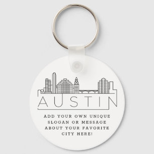 Austin, Texas Stylized Skyline  Benutzerdefinierte Schlüsselanhänger