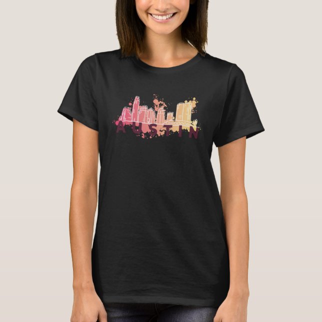Austin Texas USA City Skyline Silhouette Kontur S T-Shirt (Vorderseite)