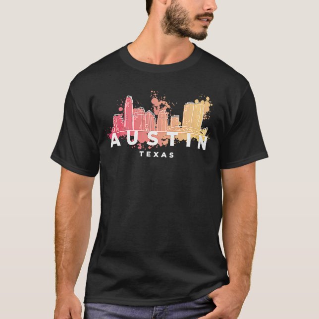 Austin Texas USA City Skyline Silhouette Kontur S T-Shirt (Vorderseite)