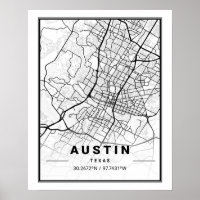 Austin Texas USA Travel City Map Poster