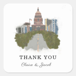Austin Texas Vielen Dank Quadratischer Aufkleber