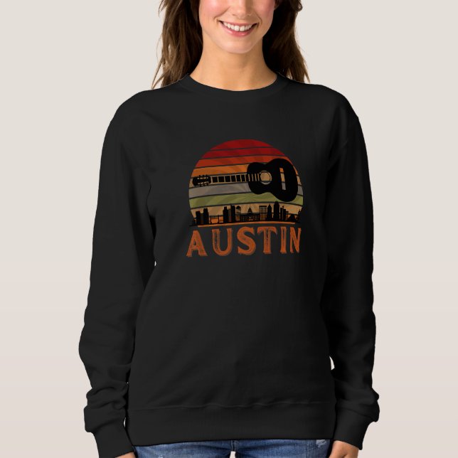 Austin Texas Vintag Sunset Music Hauptstadt Sweatshirt (Vorderseite)