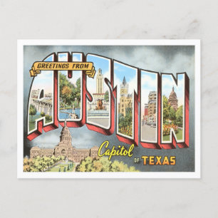 Austin, Texas Vintage Große Buchstaben Postkarte