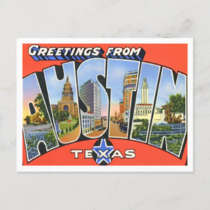 Austin, Texas Vintage Große Buchstaben Postkarte