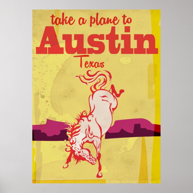 Austin Texas Vintage Reiseposter Poster (Vorne)