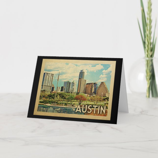 Austin Texas Vintage Travel Karte (Vorderseite)