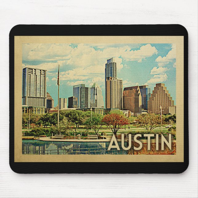 Austin Texas Vintage Travel Mousepad (Vorne)