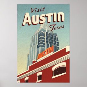 Austin Texas Vintage Travel Poster