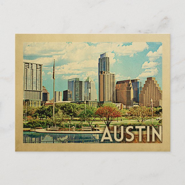 Austin Texas Vintage Travel Postkarte (Vorderseite)