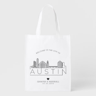 Austin, Texas Wedding   Stilisierte Skyline Wiederverwendbare Einkaufstasche