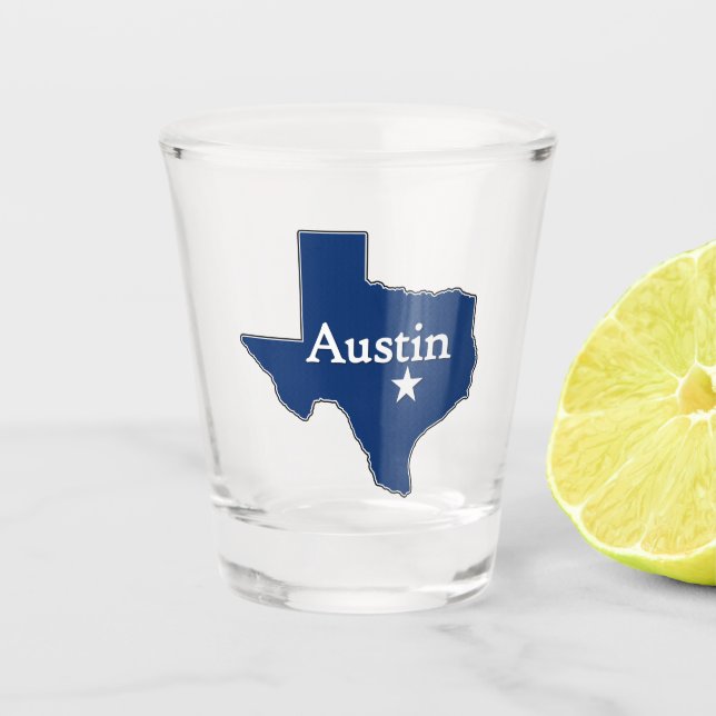 Austin TX Staat Hauptstadt Texas Map Fun Texan Schnapsglas (Vorderseite)