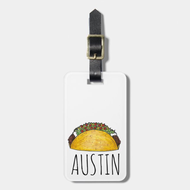 Austin TX Texas Taco Tex Mex mex mexikanisches Ess Gepäckanhänger (Vorderseite vertikal)