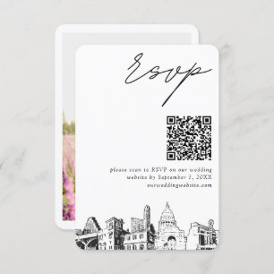 Austin Wedding RSVP QR Code Carte de petit boîtier