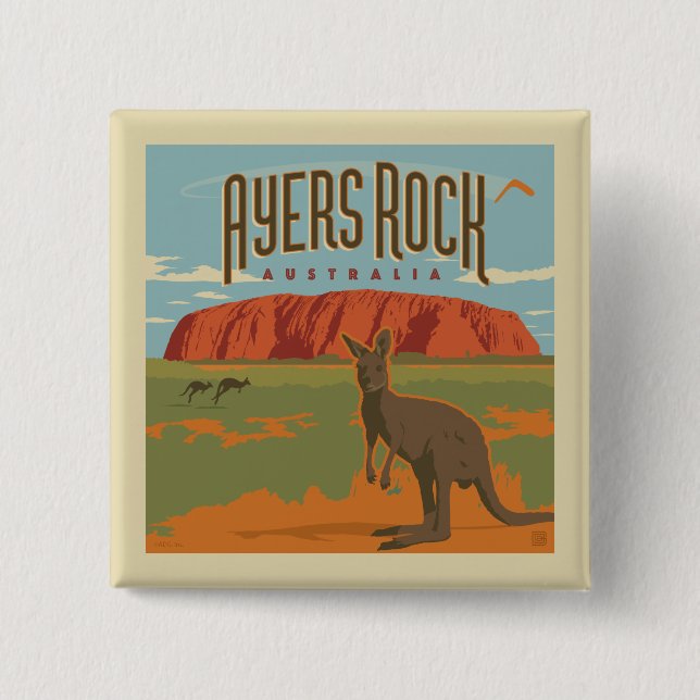 Australia | Ayers Rock Kangaroos Button (Vorderseite)