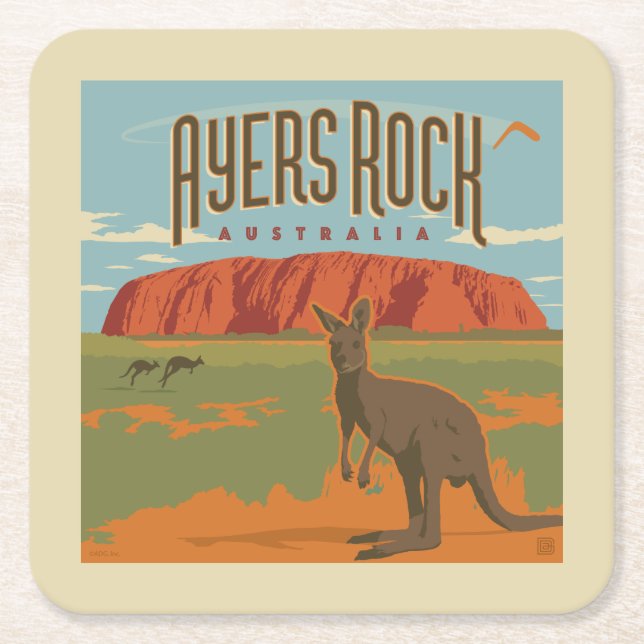 Australia | Ayers Rock Kangaroos Rechteckiger Pappuntersetzer (Vorderseite)
