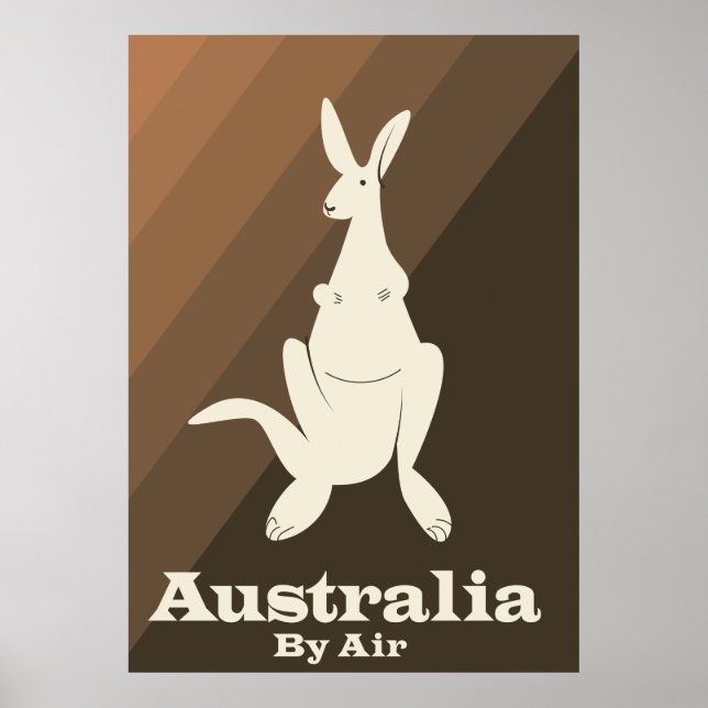 Australia By Air Kangaroo travel poster. Poster (Vorne)