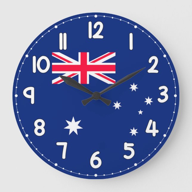 Australia Flag Wall Clock – Unique Design for Home Große Wanduhr (Vorderseite)