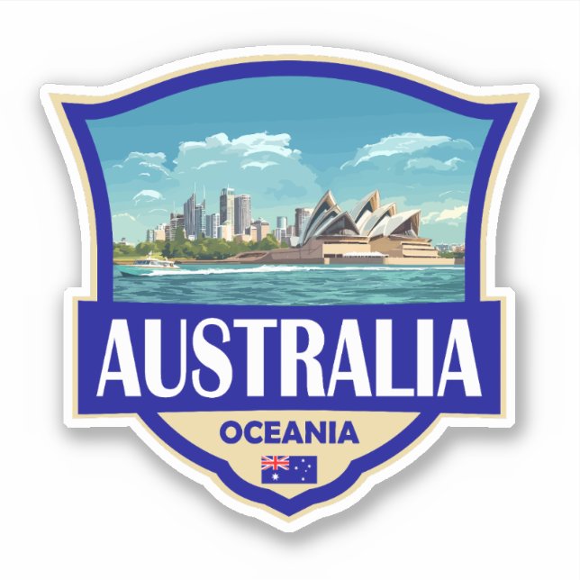 Australia Illustration Retro Badge Aufkleber (Vorderseite)