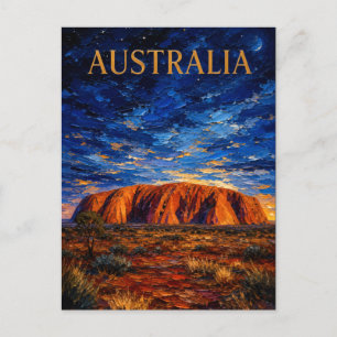 Australia: Mystic Night Uluru Art Souvenir Postkarte