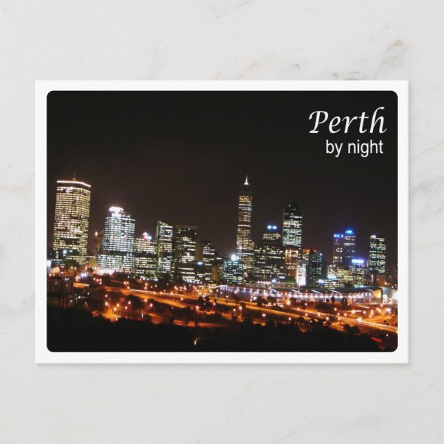 Australia -  Perth - By Night - Postkarte (Vorderseite)