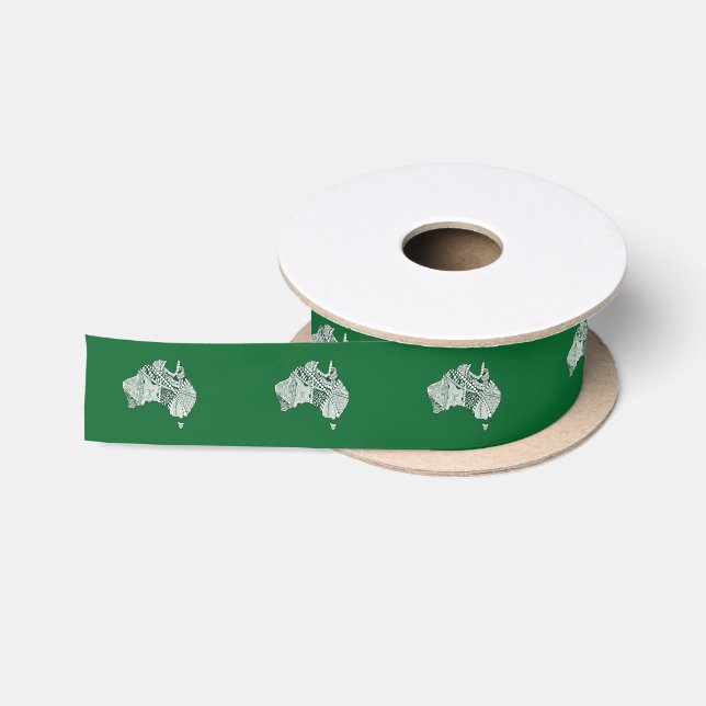 Australia Souvenir Map Art Satin Ribbon Satinband (Spule)