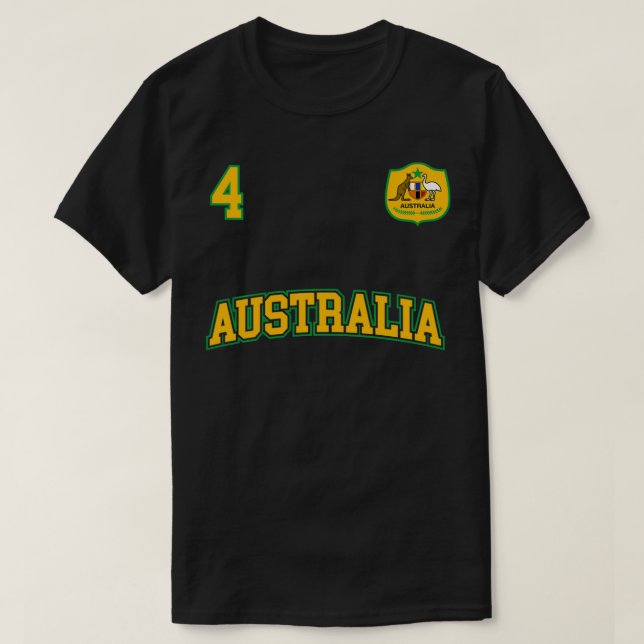 Australia Team Sports Number 4 Soccer Australian F T-Shirt (Design vorne)