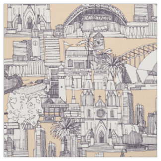 Australia toile de jouy mulberry sand stoff