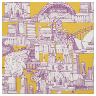 Australia toile de jouy purple yellow stoff