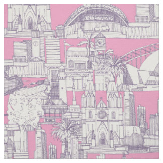 Australia toile de jouy violet pastel magenta stoff