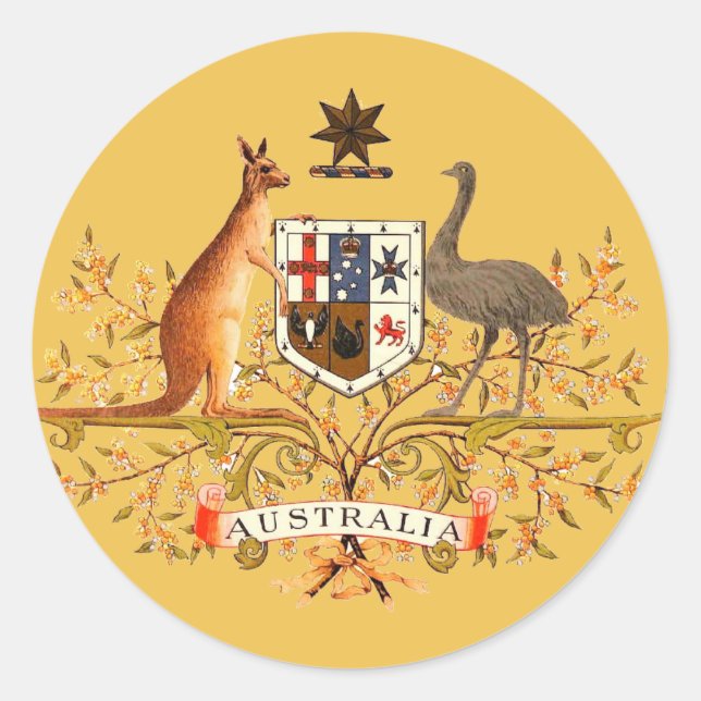 Australia-Wappen Runder Aufkleber (Vorderseite)