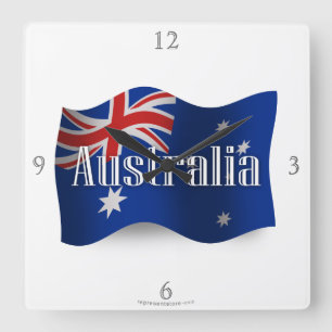 Australia Waving Flag Quadratische Wanduhr