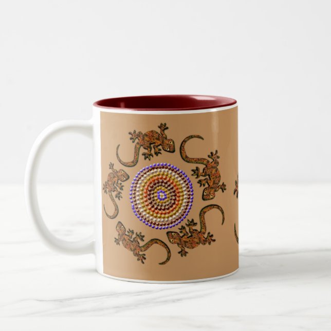 Australian Aboriginal Art Gift Zweifarbige Tasse (Links)
