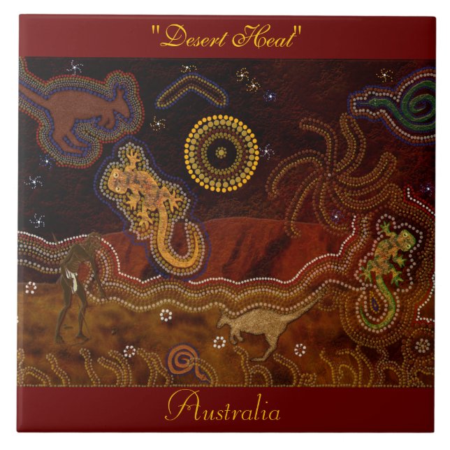 Australian Aboriginal Desert Animals 6' Art Tile Fliese (Vorderseite)