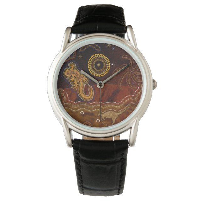 Australian Aboriginal Desert Outback thematisch Ar Armbanduhr (Vorderseite)