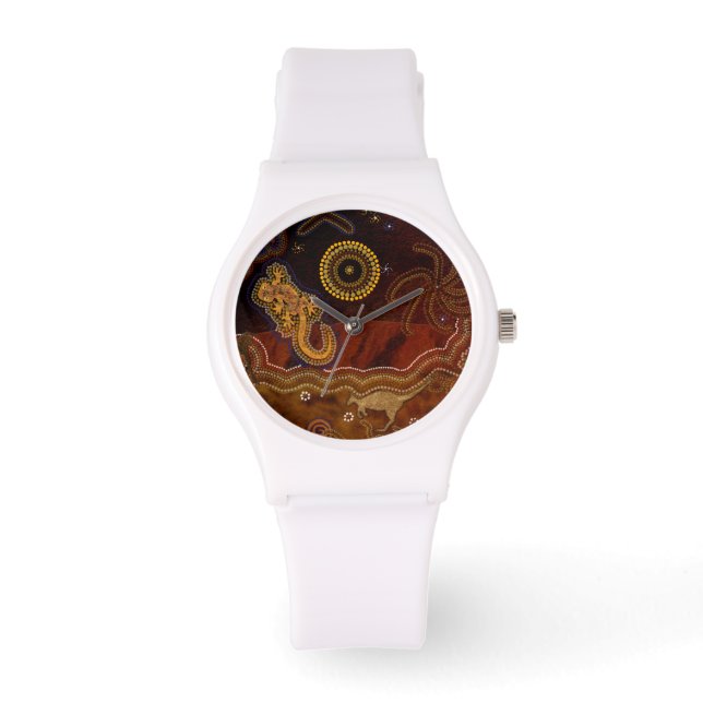 Australian Aboriginal Desert Outback thematisch Ar Armbanduhr (Vorderseite)