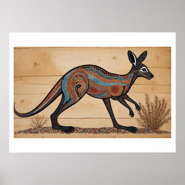 Australian Aborigine-thematied Sunset on a Lake Poster (Vorne)