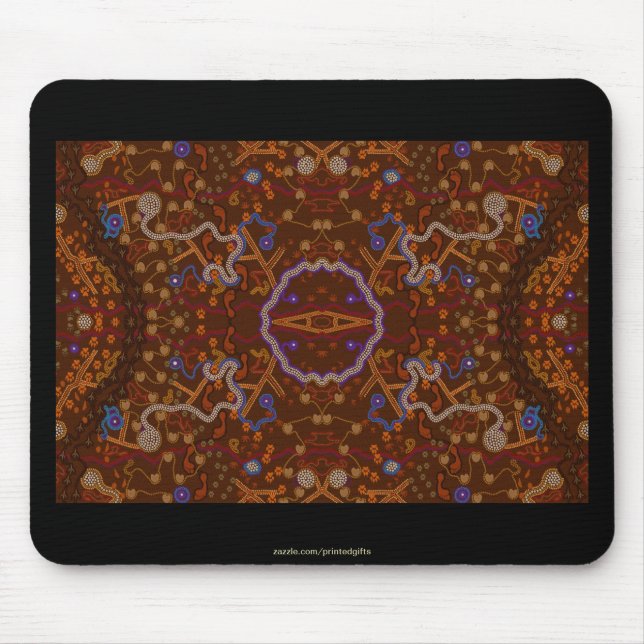 Australian Aborigine Walkabout mit Tierspuren Mousepad (Vorne)