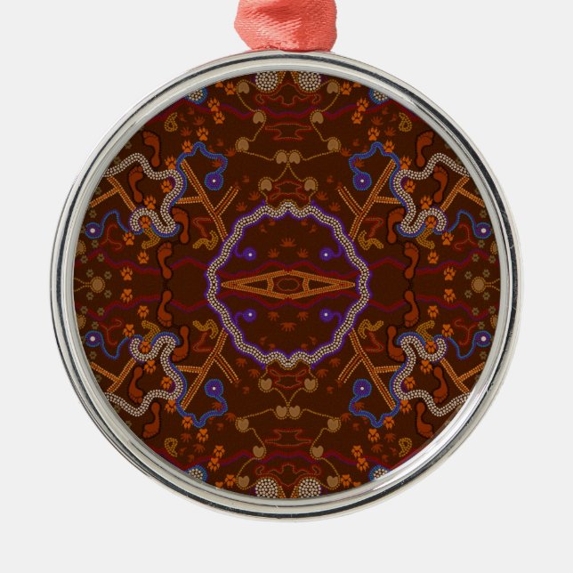 Australian Aborigines Walkabout with Animal Tracks Ornament Aus Metall (Vorne)