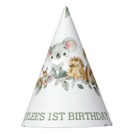 Australian Animal Greenery 1st Birthday Boy Girl Partyhütchen