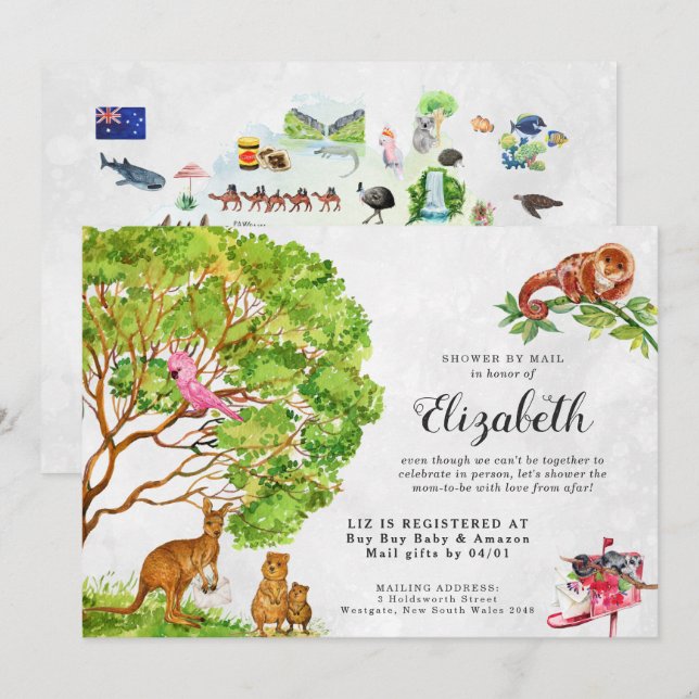 Australian Animals Baby Show by Mail Einladung (Vorne/Hinten)