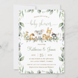 Australian Animals Greenery Baby Shower Neutral Einladung