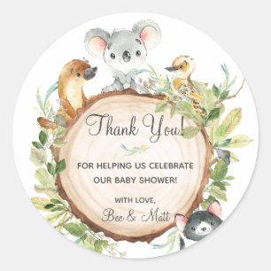 Australian Animals Koala Birthday Baby Dusche Runder Aufkleber