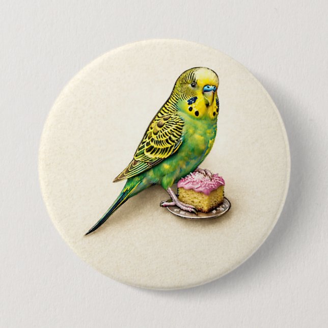 Australian Budgie Pink Lamington Large Badge Pin Button (Vorderseite)