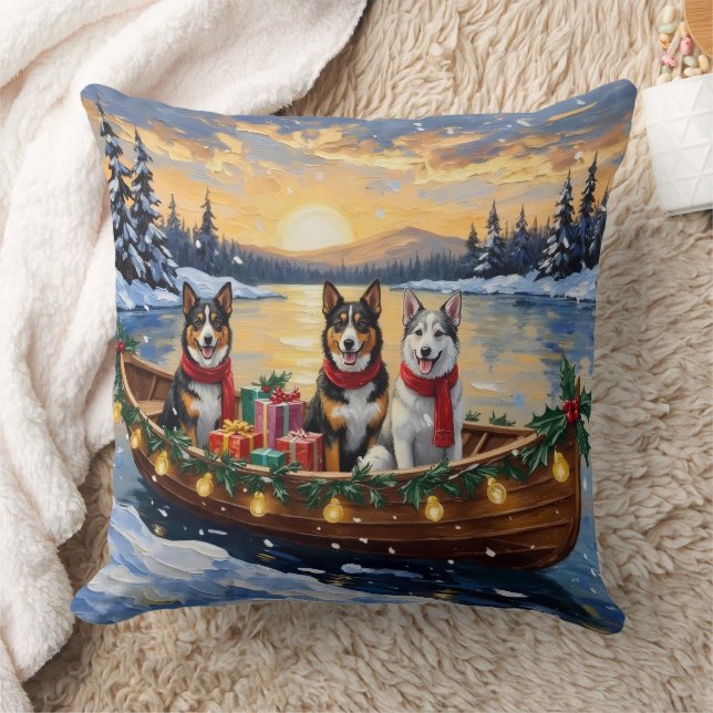 Australian Cattle Dog Christmas Boat Holiday Kissen (Decke)