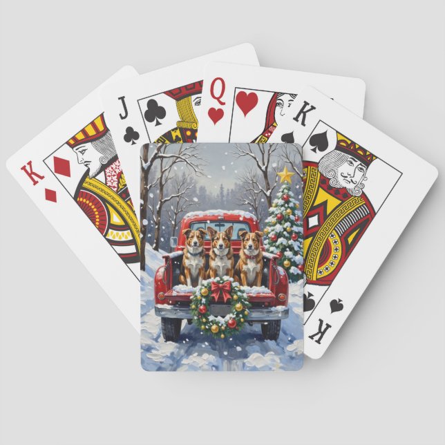 Australian Cattle Dog Christmas Red Truck Holiday Spielkarten (Rückseite)