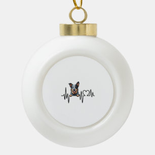 Australian Cattle Dog Herzschlag Ekg Herz Pfote Keramik Kugel-Ornament